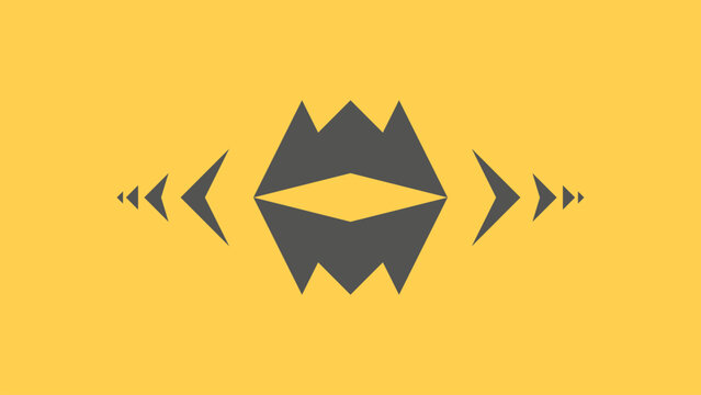 Minimalist geometric crown shape with arrow sequence design on yellow background. Abstract flat vector illustration banner for logo and branding.