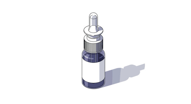 Isometric medicinal bottle with a precision dropper cap is perfect for representing eye, ear, or liquid drug treatments.