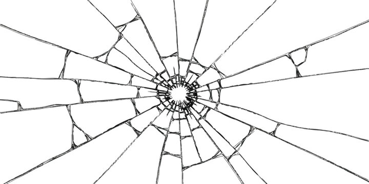 Broken glass texture with a hole in the center and radial cracks