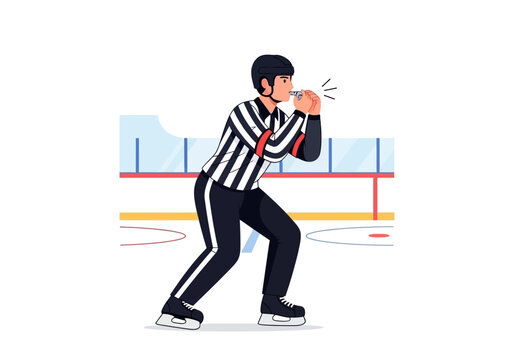 Referee in black and white uniform.