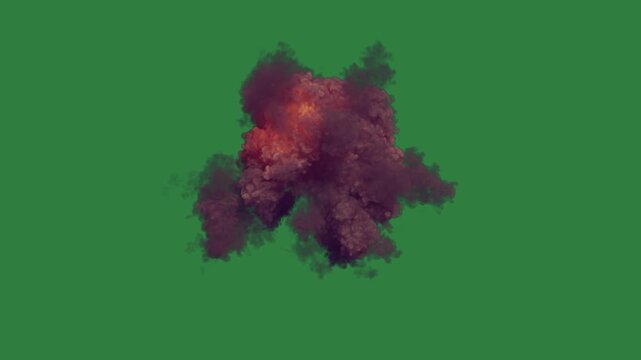 Yellow maple leaf on an explosion of fire in the middle red orange smoke large scene composition depth expression