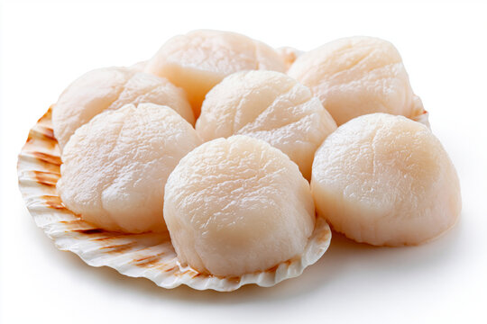 Fresh Scallops isolated on white background