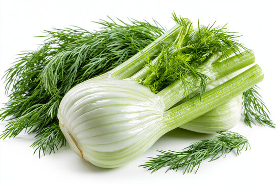 Fresh Fennel Bulb isolated on white background
