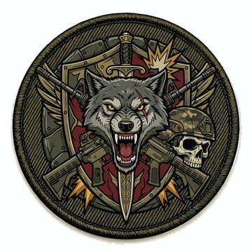 Realistische army patch Vector Illustration | Oldarmy Patch f&uuml;r T-Shirt-Design