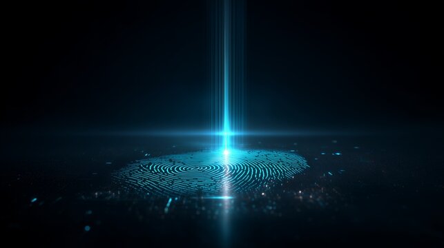 Digital Biometric Authentication System with Fingerprint Identification Scan, Cybersecurity Verification Technology, Identity Access Control Platform and Secure User Authentication Concept