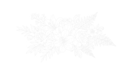 Obraz premium Elegant Floral Line Art Bouquet, Delicate Outline Flower Arrangement, White Background