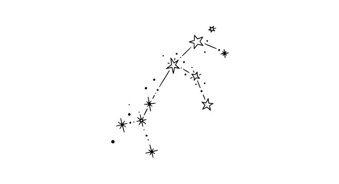 Aquarius Zodiac Constellation Hand Drawn Sketch