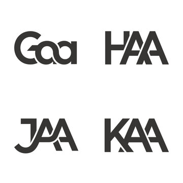 Letters gaa haa jaa kaa monogram logo typography design set