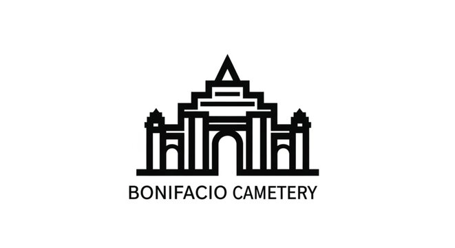 Black and white Bonifacio Cemetery logo.