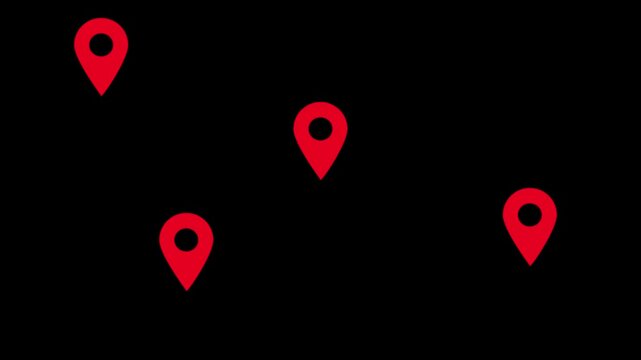 Localization mark red black focused radar pulse center icon 4K video.