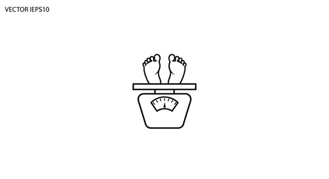 Feet on a bathroom scale device.