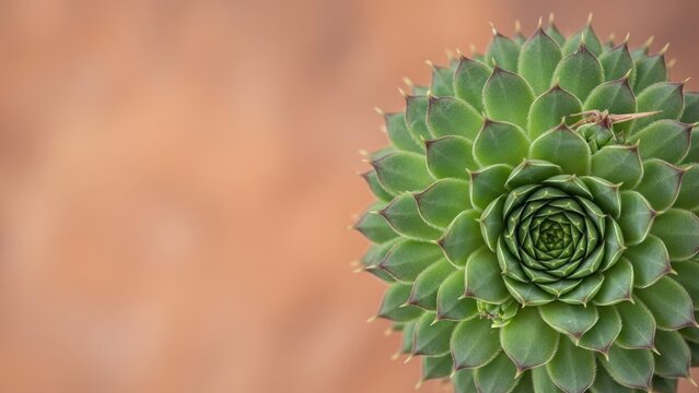 Green succulent plant rosette showing geometric natural petal pattern top.