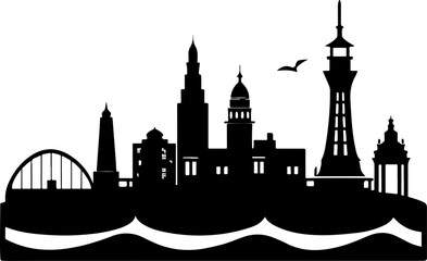 Fototapeta premium Blackpool skyline horizontal banner vector illustration