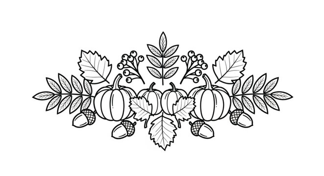 Black and white pumpkin leaf acorn.