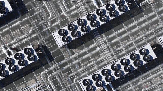 Aerial View of Data Center Rooftop HVAC Systems