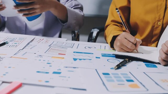team of UI UX web designer are working together to develop mobile responsive websites with UI UX front end designer previews, UI UX web development ideas, front end designer. application development