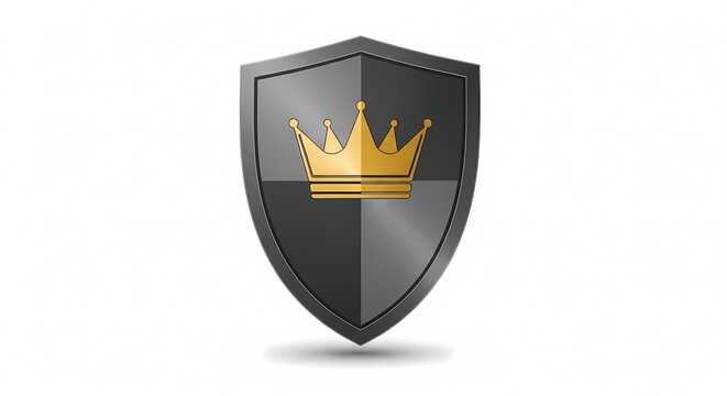 Golden Crown on a Dark Shield Emblem Symbol.