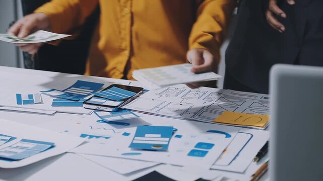 team of UI UX web designer are working together to develop mobile responsive websites with UI UX front end designer previews, UI UX web development ideas, front end designer. application development