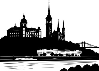 Fototapeta premium Bratislava skyline banner silhouette vector illustration