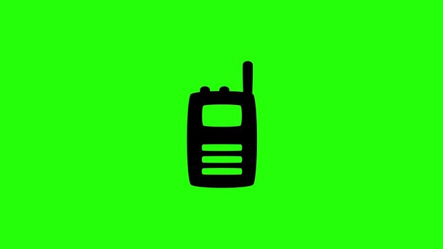 Professional 4K footage of a handheld walkie talkie transceiver radio device silhouette bouncing. Clean asset for security team dispatch corporate web site.