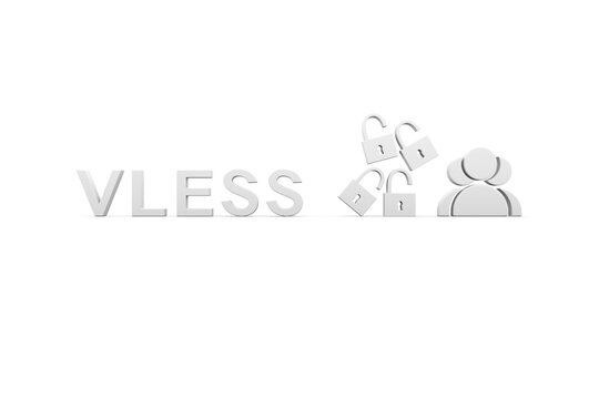 VLESS concept white background 3d render illustration