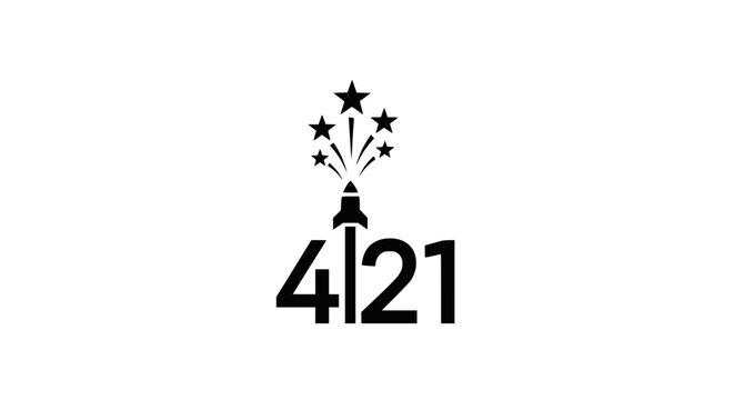 Minimalist Rocket Launch Logo Design with Four Twenty One Typography