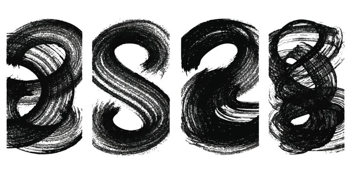 Black ink brush stroke numbers three eight two and eight