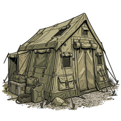 Realistische combat tent Vector Illustration   Kampfzelt für T-Shirt-Design © izules