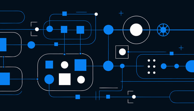 Futuristic Artificial Intelligence Network Diagram with Circuit Nodes and Data Flow Illustration