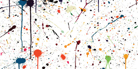 Fototapeta premium Colorful paint splatter texture with messy ink drops and splashes