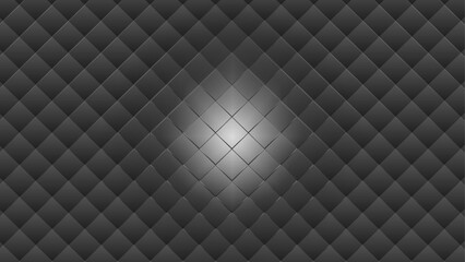 Naklejka premium Dark quilted surface glows softly in center. Textured pattern features diamond shapes in subtle gradation. Soft light highlights create depth and contrast. Ideal for luxury, tech