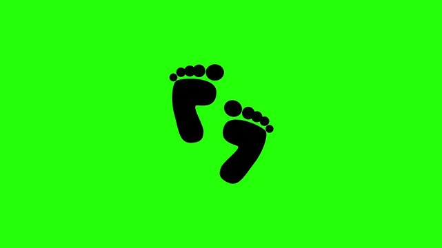 4K horizontal layout featuring a pair of bare human footprint steps silhouettes bouncing fluidly. Tactical pop-up forensic evidence tracking layout icon.