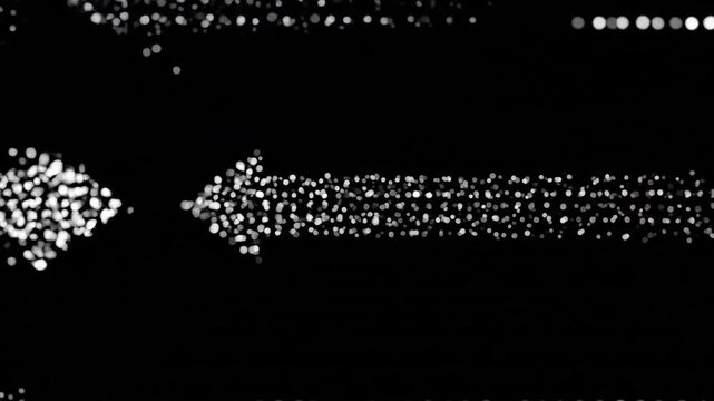 A collection of various white stippled arrow icons on a black background
