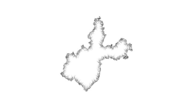 Sketch Irkutsk outline map animation - smooth progressive reveal