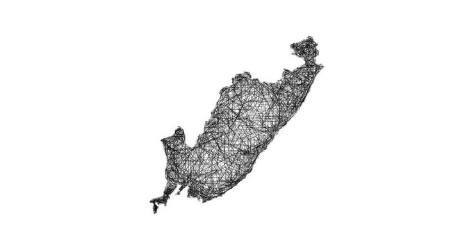 Sketch Primorye outline map animation - smooth progressive reveal
