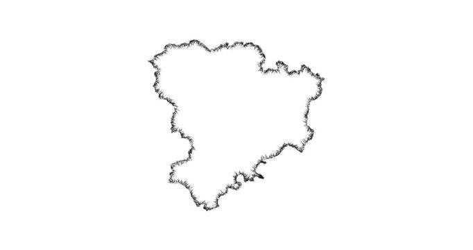 Sketch Volgograd outline map animation - smooth progressive reveal