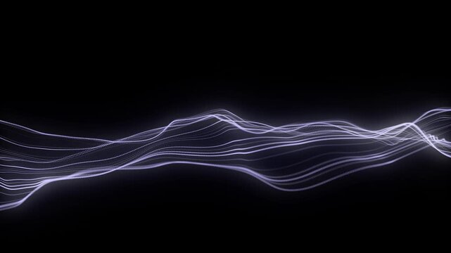 Futuristic technology wave. Digital cyberspace. Abstract wave with moving particles on a blue background. Big data analytics. 3d rendering.