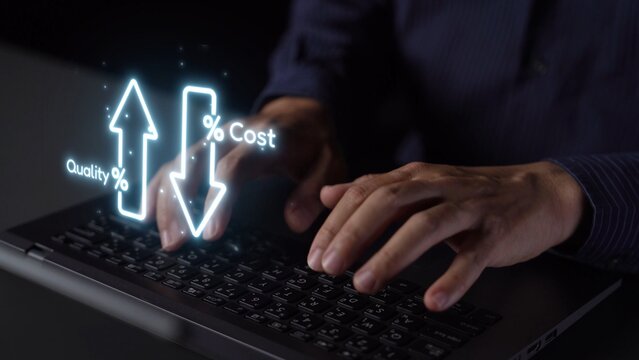 Business concept showing cost reduction and quality increase using Lean, Six Sigma, and Total Quality Management (TQM) to enhance efficiency, value, and customer satisfaction. Muxer