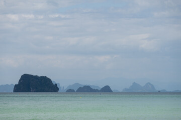Cloudy seascape with limestone islands at Krabi Thailand © Ulysses