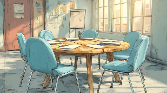 Elegant empty meeting space contemporary workspace furniture design wallpapers