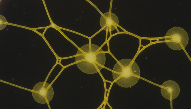 Physarum polycephalum slime mold biological vein network on dark agar