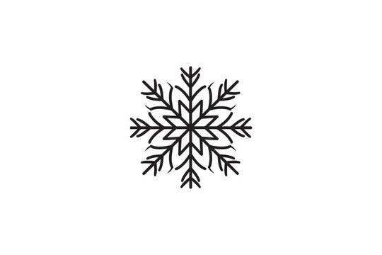Minimalist snowflake icon vector illustration isolated on white background symbol of winter season christmas holiday design element cold weather.