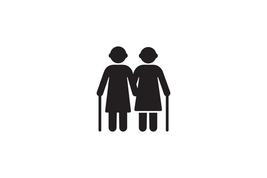 Two elderly women walking together holding canes, symbolizing friendship, support, and aging gracefully.