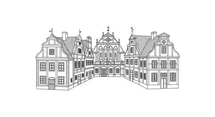 Obraz premium Dutch Old City Architecture Building Facade.