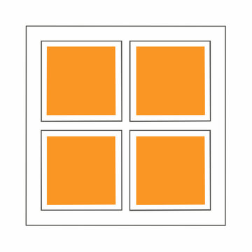 Four orange squares in a grid on white background
