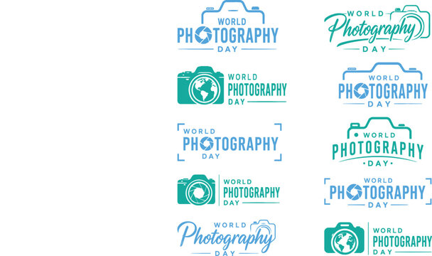 World photography day logos and badges