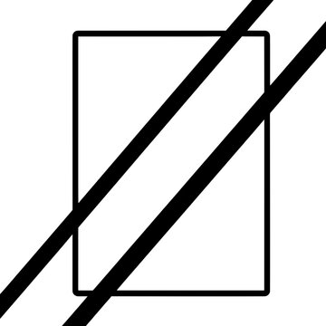 Minimalist black and white geometric vector icon, abstract rectangle with diagonal parallel lines, modern graphic symbol for UI design