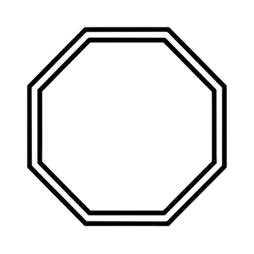 Octagon frame vector icon, black geometric eight sided border, minimalist stop sign shape outline, simple linear polygon graphic element
