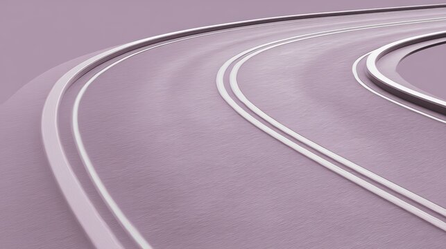 A close-up view of curved, parallel tracks on a textured purple surface, resembling a minimalist modern design or abstract transportation concept, abstract story book background for kids