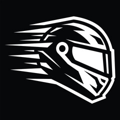 Obraz premium Fast racing helmet vector icon with speed lines for motorsport logo